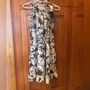 Gibson Black and Cream ruffled sleeveless dress small NWT